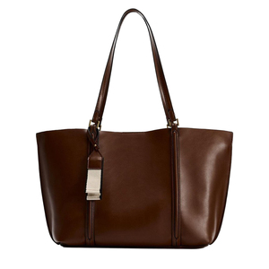 Brown Genuine Leather <b>Work</b> <b>Tote</b> <b>Bag</b> Solid Color Open Top Minimalist Style for Daily Use Leather <b>Work</b> <b>Tote</b> <b>Bag</b> - Product Image 1