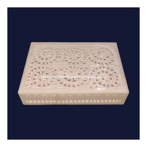 Natural Color Theme Best Collection Indian Wholesaler Price Soapstone Carving <b>Box</b> With Rectangle Shape Use For Jewelry Storage - Product Image 1