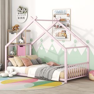Letto a castello in metallo rosa per camerette dei bambini - Product Image 1