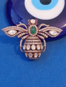 Broche de Plata 925 de Lujo con Diseño de Pavo Real, Diamantes con Corte Marquesa, Piedra Central Verde, Joyería Fina para Mujer, Regalo de Boda, Piedras Rojas, Lazo - Product Image 3