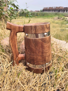 Classic Handmade Polished Wooden Beer & Tea Mug Eco-Friendly Love Design 500ml Capacity High Quality <b>Gift</b> <b>Box</b> Packaging India - Product Image 4