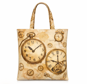 Custom <b>Clock</b> Print Tote Bag Medium Size 100% Cotton Fabric Shopping Bag With Top Handle Daily Use Handle Canvas bag - Product Image 6