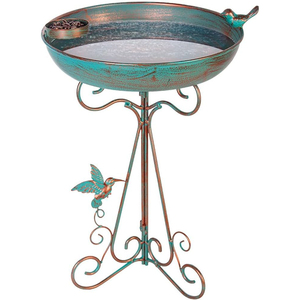 Creative Iron Pedestal Bird <b>Bath</b> And Bird Feeder Weatherproof Metal Freestanding Birdbath Bowl For Outdoor Garden Decoration - Product Image 6
