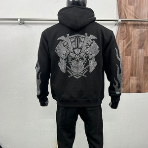 Cheap rate Stylish Rhinestone Sweat Suit Men USA Bling <b>Tracksuit</b> Hoodie Jogger Set Affordable Wear - Product Image 6
