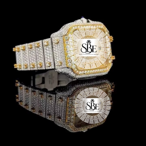 Relojes de Lujo Personalizados con Diamantes de Imitación, Relojes de Moissanita Plateados con Incrustaciones de Diamantes, para Regalo, Relojes Mecánicos de Alta Calidad - Product Image 1