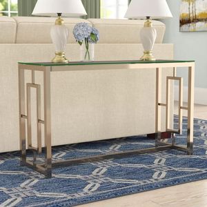 Decorative Entryway Metal <b>Console</b> <b>Table</b> Featuring Transparent Glass <b>Top</b> Premium Accent Furniture For Modern Home Spaces - Product Image 5