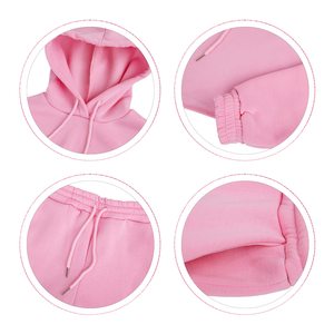 Fabricante OEM, Conjunto Deportivo Informal para Mujer, Sudadera con Capucha de Manga Larga, Color Sólido, Top Corto Holgado, Pantalones Deportivos de Algodón - Product Image 6