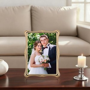 Premium Alloy Tabletop Rectangular Photo <b>Frame</b> 5x7 Gold Handmade Eco-friendly Durable Lightweight Wholesale | Moradabad India - Product Image 3