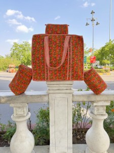 Sac fourre-tout bohème en velours matelassé, couleur unie, grande capacité, ouverture par le haut, fermeture éclair, doublure en coton, pour l'été et la plage, pour femme - Product Image 2