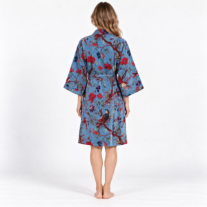 Robe pour femme à imprimé animal, col en V, longueur genou, manches trois quarts, en polyester tissé doux, imprimé numérique, lavable en machine - Product Image 3