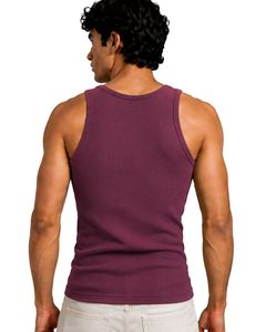Camiseta sin mangas de algodón acanalada color borgoña para hombre, ajuste ceñido, estilo casual, para gimnasio, verano, atlética, culturismo, personalizada por el fabricante - Product Image 2