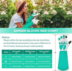 Guantes de jardinería para mujeres y hombres, guantes largos a prueba de espinas para podar rosas, de cuero de grano completo con palma reforzada. - Product Image 6