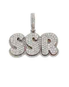 Colgante con Nombre en Letras de Burbuja Personalizado |   Colgante con Inicial de Moissanita Helada |   Collar de Hip Hop Personalizado |   VVS1 Color D |   GRA - Product Image 1