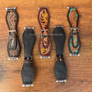 Limited Edition Real Handcrafted Genuine <b>Tooled</b> Leather Compatible Smart Watch Band High Quality Real Leather Custom Unisex Gift - Product Image 6
