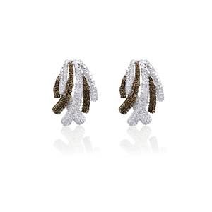 2.05 Cttw Round Cut White & Brown Natural Diamond Stud <b>Earrings</b> for Women in 925 Sterling <b>Silver</b>, Push <b>Back</b>, Prong Setting - Product Image 1