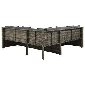 Ensemble patio 4 pièces en poly rotin gris avec coussins pour jardin - Product Image 4