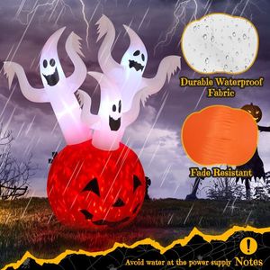 Decorazioni Gonfiabili di Halloween a Forma di Zucca e Fantasma da 1,8 m per Esterni con Luci LED Spaventose, Gonfiabile da Giardino per Festività con Struttura in PA - Product Image 6