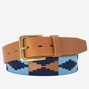 Ceinture Polo Homme en Cuir Véritable Style Gaucho Argentin Marron Bleu Brodé en Cuir de Vachette avec Boucle en Alliage, Décontractée, Équestre, 3,5 cm x 120 cm, Durable - Product Image 4