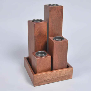 Porte-bougie en bois BY MULTI CRAFT avec plateau en bois pour décorations de Noël, porte-bougie en bois de manguier de haute qualité - Product Image 1