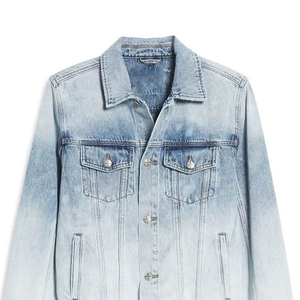 Veste en jean délavé pour homme, bleu foncé, col rabattu, manches classiques, style décontracté, fermeture à boutons simple, en coton - Product Image 6