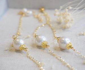 Bracelet en argent sterling 925 plaqué or 14 carats avec perle baroque d'eau douce, chaîne perlée délicate, bijou élégant, cadeau - Product Image 1