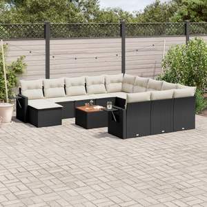Conjunto de Sofás Modulares Grandes de Ratán PE Negro para Jardín, Elegante Colección de Muebles para Exteriores - Product Image 1