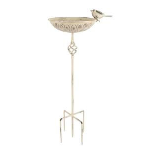 Blue Metal Bird Bath Outdoor Garden <b>Weather</b> Resistant Shallow Basin Filigree Scroll Base Yard Water <b>Station</b> - Product Image 3