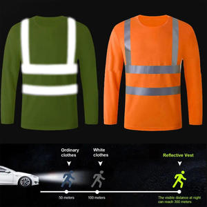 เสื้อยืดสะท้อนแสงแบบมีกระเป๋า แขนยาว สีเหลือง สำหรับงานก่อสร้าง ผู้ชาย รุ่นทันสมัย ระบายเหงื่อได้ดี - Product Image 3