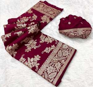 Sari en soie Khadi pure et douce RN, tissage complet, avec blouse à motif code-barres, Sari indien traditionnel pour mariage et fêtes nuptiales - Product Image 3