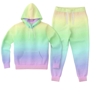 Unisex Loose Gradient Hoodie <b>Set</b> 2 Piece Tracksuit Jogger Sweatpants Casual Sweatshirt Outfit Autumn <b>Tie</b> <b>Dye</b> Breathable Fleece - Product Image 3