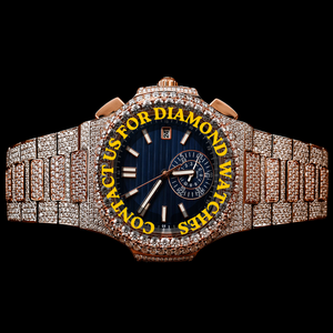 Reloj Unisex de Cuarzo de Alta Calidad con Caja Cuadrada de Dos Tonos, Esfera Azul Cronógrafo y Bisel con Incrustaciones de Diamantes Moissanite - Product Image 2