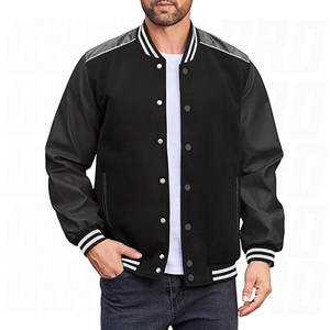 Chaqueta Varsity para Hombre, Estilo Casual, con Mangas de Cuero, Chaqueta Bomber Letterman de Béisbol, Estilo Universitario Clásico, con Botones - Product Image 1