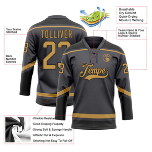 Jersey de Hockey sobre Hielo Sublimado Personalizado para Equipo, Manga Larga, Cuello en V, Cierre de Botones, Transpirable, Absorbe la Humedad, Unisex - Product Image 5