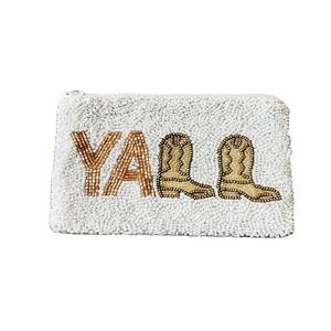 Sac à main personnalisé en forme rectangulaire, en coton, à thème sportif, avec des perles de verre Yall Seed, fait à la main, pour les fêtes - Product Image 1