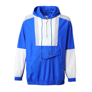 Chaqueta Cortavientos con Capucha y Media Cremallera Beta Phi Sigma Tallas Grandes, Estampado Azul Rey, Gris Claro y Blanco, Logos Bordados, Bolsillos Ocultos - Product Image 1