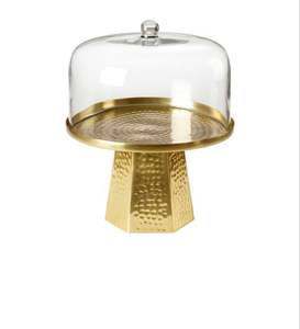 Dôme à gâteau classique en métal avec poignée, couvercle décoratif pour servir les gâteaux et les desserts, et pour le comptoir de cuisine - Product Image 1