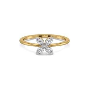 Women's Yellow Gold <b>Diamond</b> Flower Engagement <b>Ring</b> Marquise Cut Romantic Style - Product Image 2