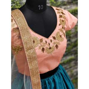 ชุดผ้า lehenga choli ของผู้หญิงลายดอกไม้สีสันสดใส Rama - Product Image 2
