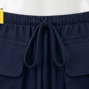 Jupe courte cargo décontractée brodée pour femme SAMAVIA, taille élastique, cordon de serrage, multi-poches, couleur unie, 100% polyester, toutes saisons - Product Image 5