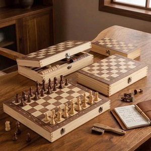 ILAHI's Eco-Friendly Rustic Polished Rectangle <b>Chess</b> <b>Board</b> Game 100% Handmade Pure Wood Animal/Love Style Customized Size <b>Chess</b> - Product Image 3