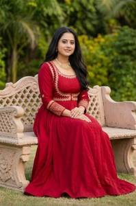 Traje Anarkali Maxi para Mujer, Bordado, Estilo Indio Pakistaní, para Fiesta, Boda, Diwali - Product Image 5