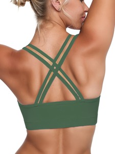 Women Sports <b>Bra</b> Hollow Out Mesh Front Athletic Vest Removable Pads <b>Low</b> <b>Back</b> Multi Strap Running Top Workout Crop Blanks - Product Image 2