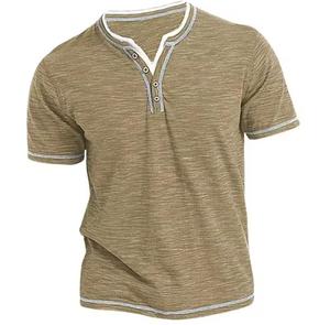 Camiseta Casual de Manga Corta para Hombre, Cuello Redondo, Tejido de Poliéster, Corte Regular, Diseño Sólido con Bloques de Color, Ligera, 220g - Product Image 1