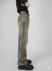 Vaqueros holgados vintage lavados para hombre, estilo urbano, con lavado desgastado, cómodos y transpirables - Product Image 4