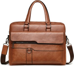 High Demand Leather <b>Laptop</b> Briefcase 15x30x11cm Classic Business Bag with Shoulder Strap Large Capacity for 12.9 Inch Devices - Product Image 4