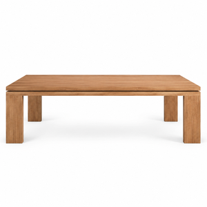 Modern Eco-Friendly Solid Teak Wood Rectangular <b>Dining</b> <b>Table</b> Set with Layered Double Slab <b>Top</b> for Home Hotel Apartment School - Product Image 1