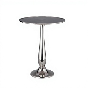 Modern <b>Sofa</b> Side Corner Coffee Table Aluminum Metal Shiny Silver Color <b>Round</b> Shape Trending Coffee Tables Decorative Furniture - Product Image 1