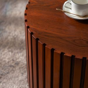 Round Wood <b>Coffee</b> <b>Table</b> for <b>Small</b> Space Apartments Living Room No Assembly Required - Product Image 5