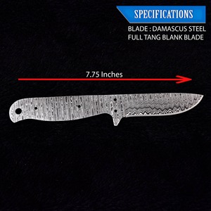 Cuchillo de Caza y Camping de Acero de Damasco de Alta Calidad, Forjado a Mano, Hoja Recta, Grado Industrial DIY, en Blanco para Forja Artesanal - Product Image 3
