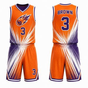 Uniforme de basketball sublimé, personnalisation en gros, design graphique, logo, nom, numéro, couleurs, tissu respirant et anti-humidité - Product Image 4